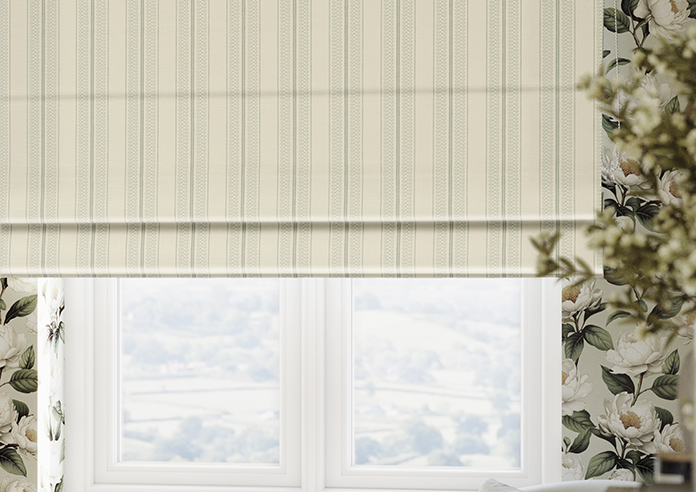 Trellis Prints, Noble Stripe Bud Green - Twist&Fit Roman Blind - Image 5
